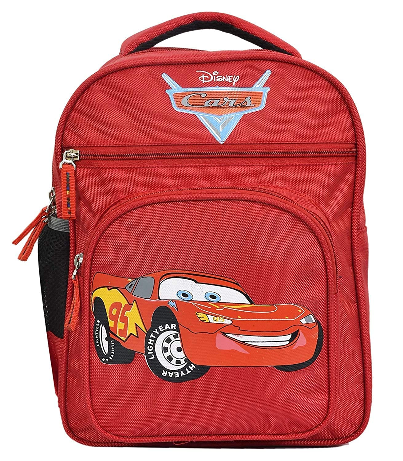 Disney Cars Print Waterproof Polyester School Backpack for Kids - Lightweight Durable Bookbag with Adjustable Straps (Red) - Perfect for School, Travel & Outdoor Adventures