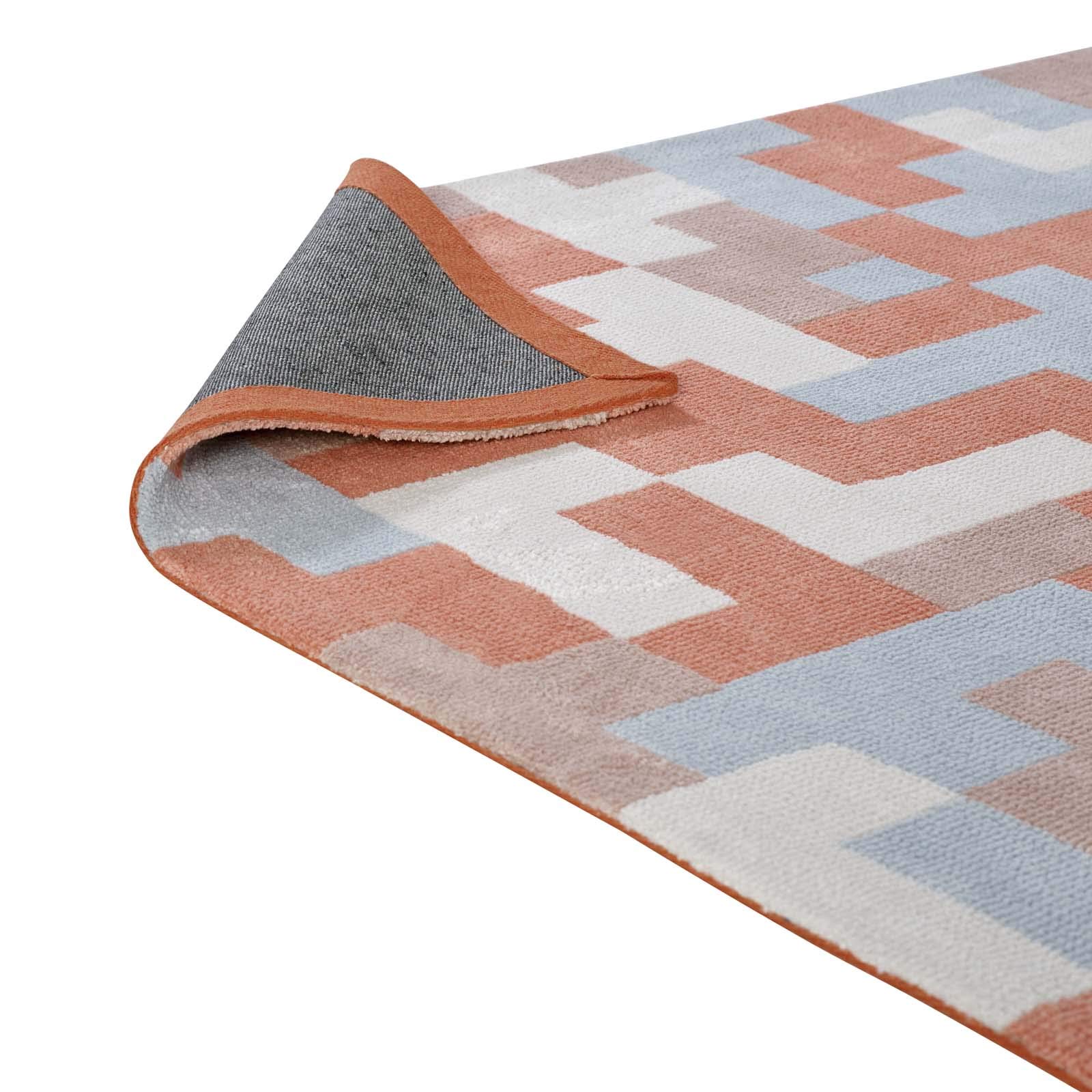 Modern Contemporary Urban Living Room Rug - Soft Fabric Area Carpet Runner in Multi-Orange - Perfect for Lounge, Bedroom & Home Decor