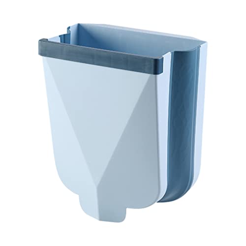 UPKOCH 1 Pc Collapsible Hanging Kitchen Waste Bin - Foldable Small Garbage Can for Cabinet, Car, Bedroom, Bathroom, Kitchen & Office (Blue) - Space-Saving & Eco-Friendly Solution