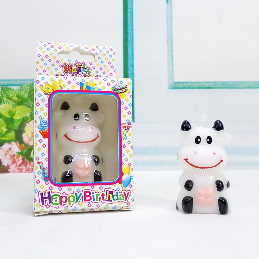 Cute Cartoon Cow Birthday Candles - Fun Cake Decorations for Birthday Party, Baby Shower & Kids Celebration - 12 Pack Animal Themed Party Supplies