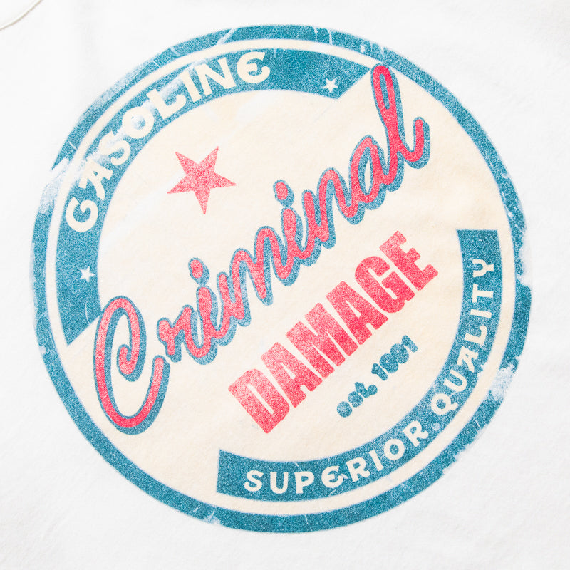 Criminal Damage Gasoline Graphic Tee - Off White | Streetwear Fashion for Men & Women | Perfect for Casual Outfits & Urban Style
