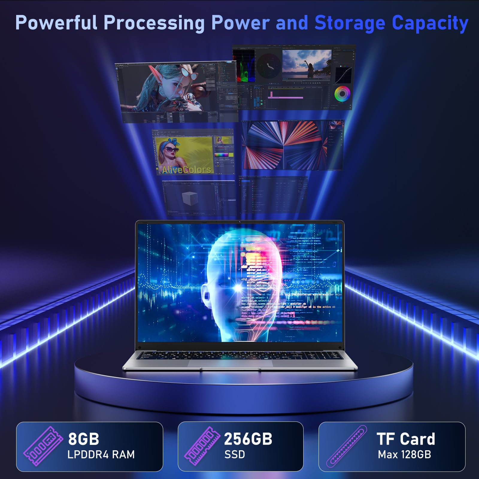 NIAKUN 15.6 Inch Laptop - 8GB RAM 256GB SSD, Intel Celeron N4000 Processor up to 2.6GHz, Full HD 1920x1080 Display, 5000mAh Battery, TF Card Slot, WiFi 5, Bluetooth 4.2 - Perfect for Work, Study & Entertainment