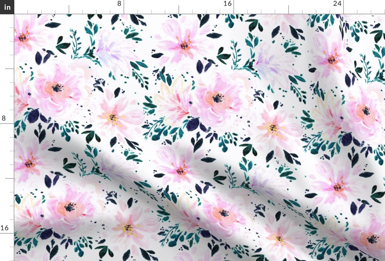 Floral Boho Pastel Printed Minky Fabric Fat Quarter - Soft & Durable for Sewing Baby Blankets, Quilt Backing, Plush Toys & DIY Crafts - Perfect for Nursery Decor, Girls' Room & Boho Home Decor