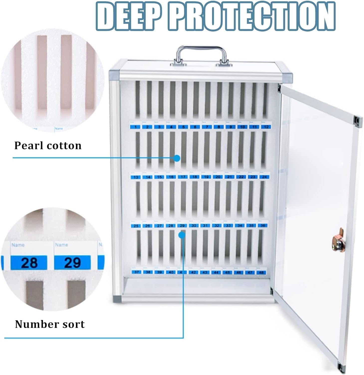 Premium Aluminum Alloy Cell Phone Locker & Storage Cabinet - Portable Mobile Phone Organizer Box for School, Office & Home (48 Pack) - Perfect for Classrooms, Meetings & Secure Device Storage