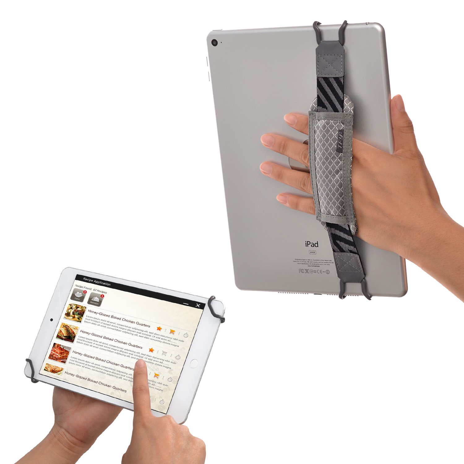 TFY Tablet Security Hand Strap Holder - Universal Grip for iPad, iPad Air, iPad Pro, Samsung & Nexus Tablets (Gray) | Anti-Slip Design for Reading, Gaming & Outdoor Use