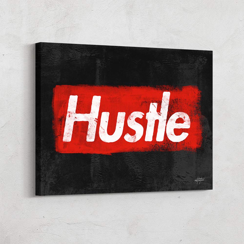 Inktuitive 'Supreme Hustle' Motivational Wall Art - 16x12 Inches Inspirational Quote Canvas Print for Home & Office Decor - Ready to Hang Positive Wall Decor for Living Room, Bedroom or Workspace
