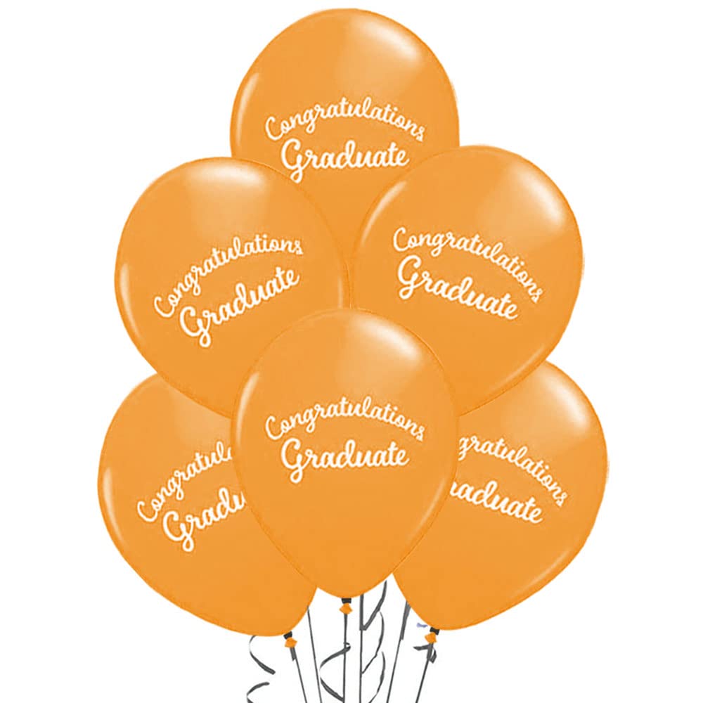 Premium Orange Graduation Balloons - Congrats Grad Script Latex Balloons (12/Pack) for Graduation Party Decorations & Supplies | Perfect for PMU Graduation Celebrations, College Graduation Parties & Commencement Decor