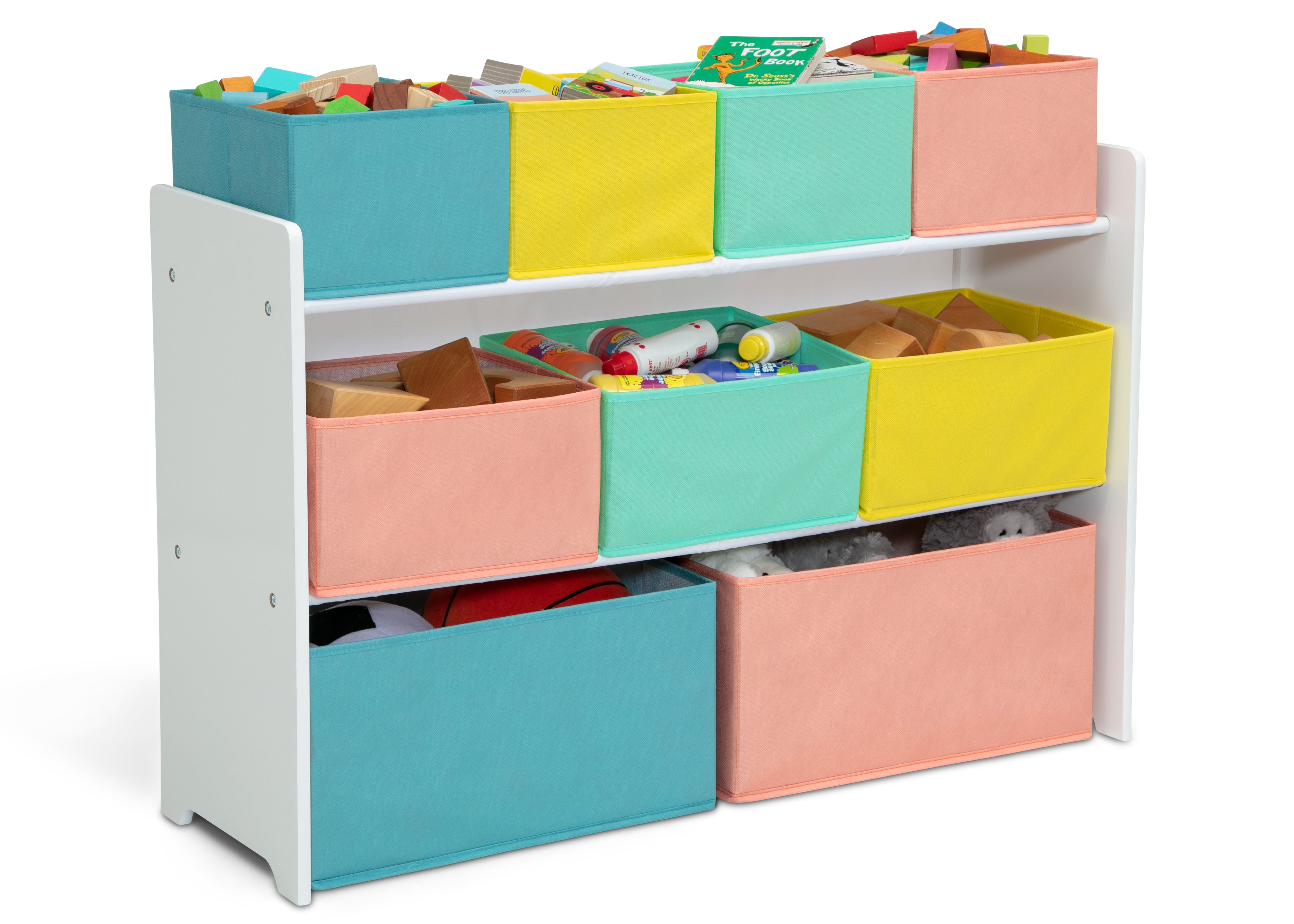 Deluxe Multi Bin Toy Organizer with Storage Bins - Kids Room Organization Solution for Toys, Books & Crafts - Perfect for Playrooms, Daycares & Home Storage