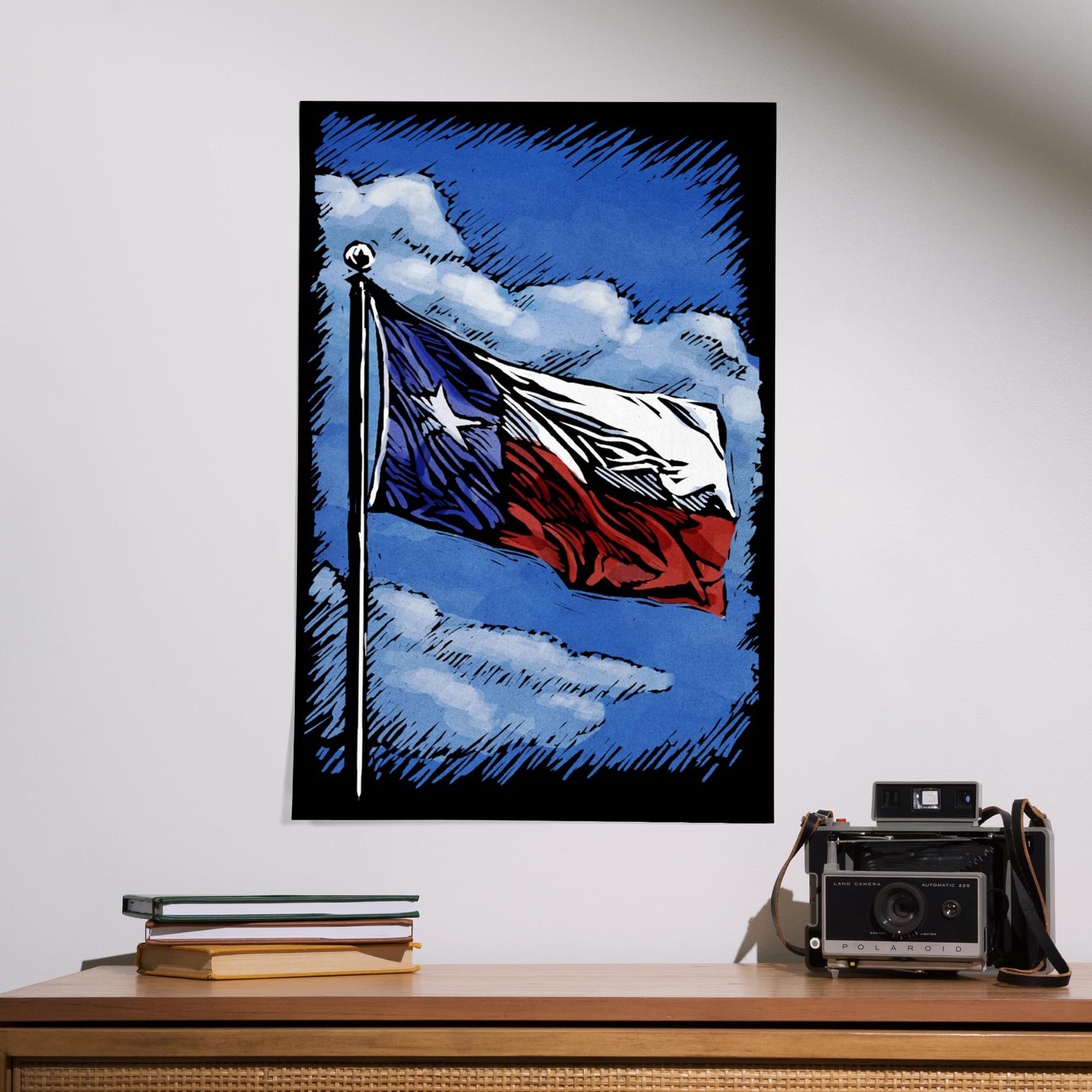 Lantern Press 16x24 Inch Texas Flag Scratchboard Giclee Art Print - Premium Wall Decor for Home, Office & Texas-Themed Room Decor