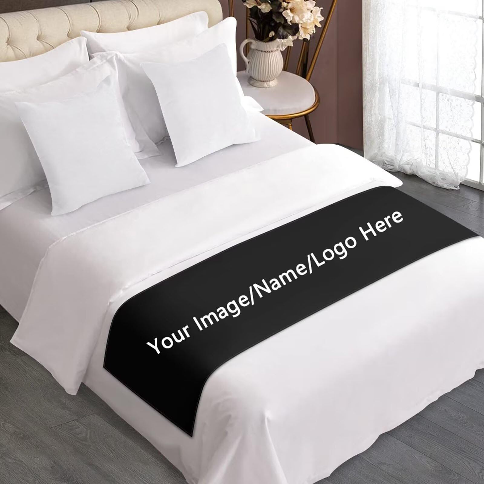 Custom King Size Bed Runners - Personalized Bedding Set with Soft Bed Scarf for Foot of Bed | Add Your Picture, Name or Logo | Perfect for Home Decor, Wedding Gifts & Bedroom Styling