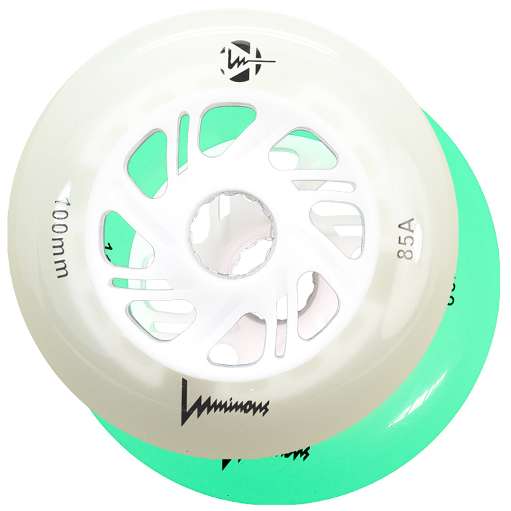 Luminous 100mm LED Light Up Glow Inline Skate Wheels - Bright Glowing Rollerblade Wheels for Night Skating, Raves & Outdoor Adventures