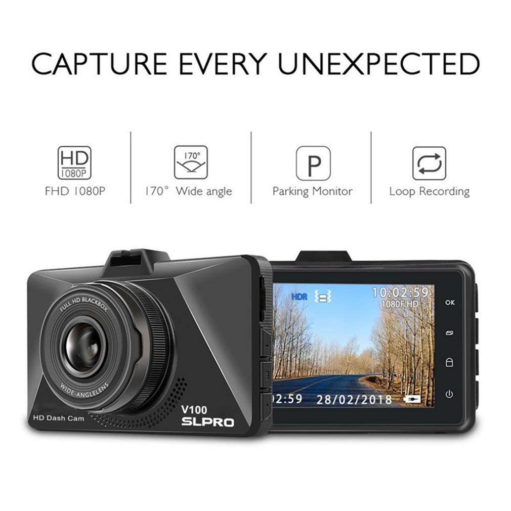 1080P Full HD Dash Cam with 3 Inch Screen, Night Vision, G-Sensor & Parking Monitor - Mini Car DVR for Loop Recording, Accident Evidence & Safe Driving (Ideal for Uber, Taxi, Truck & Daily Commute)