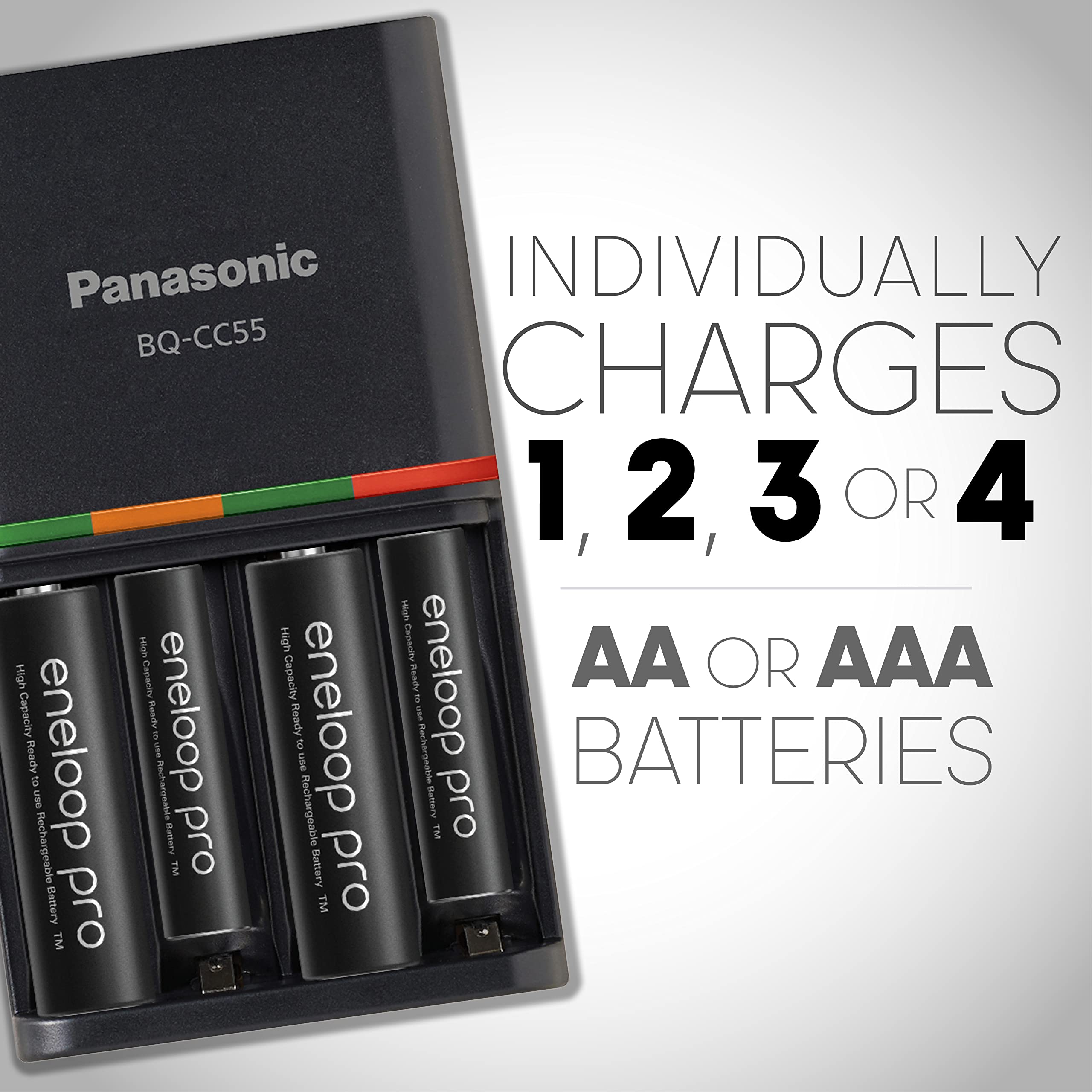 Panasonic Eneloop Pro High Capacity Rechargeable AA AAA Batteries - 8AA & 6AAA with 4-Hour Quick Charger & Storage Case | Perfect for Digital Cameras, Game Controllers, and Smart Home Devices