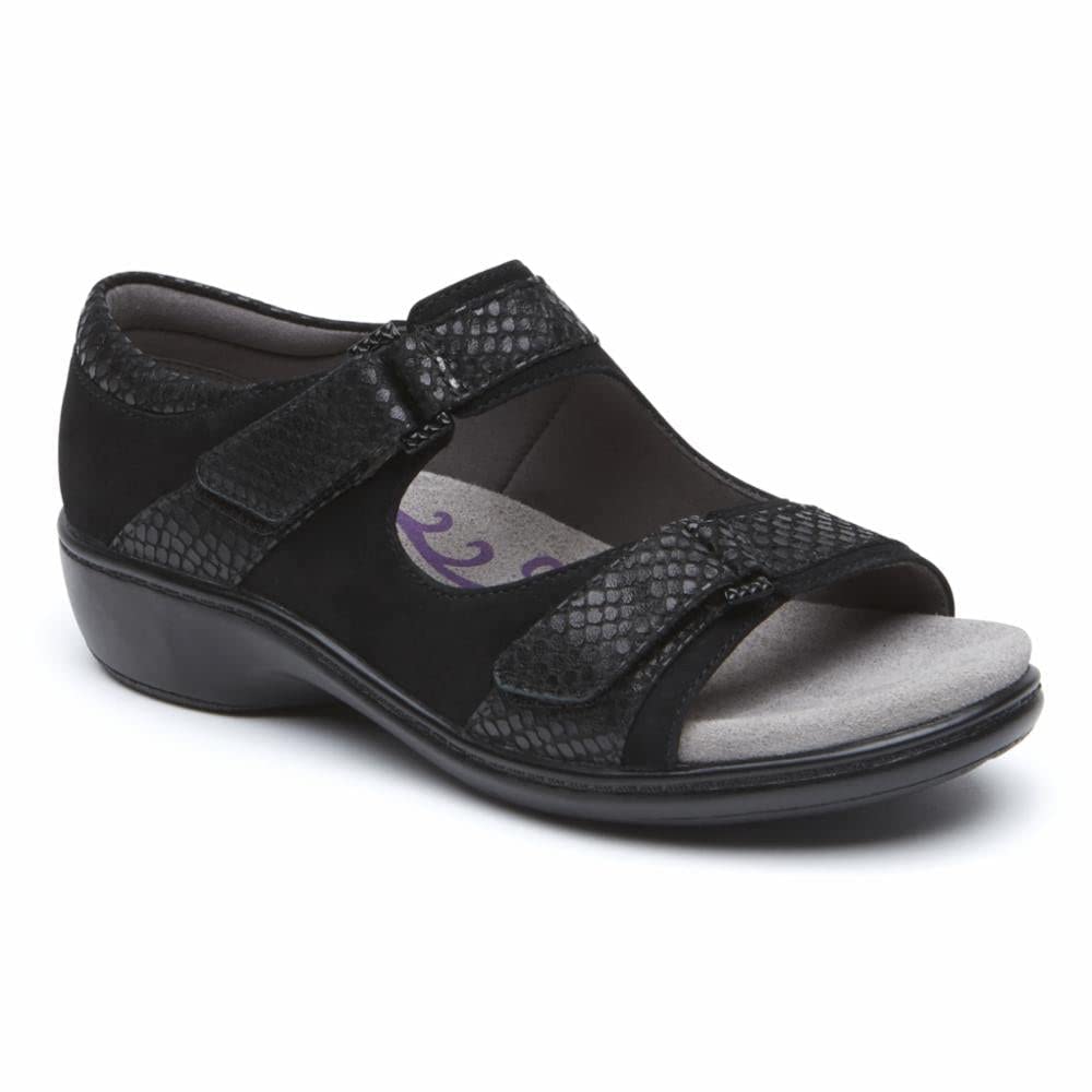 Aravon Women's Duxbury Two Strap Wedge Sandal - Comfortable Casual Shoes for Walking, Travel & Summer Outfits | Slip-Resistant & Supportive Footwear for Women