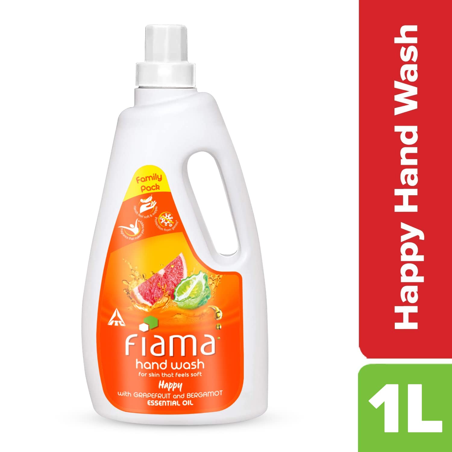 Fiama Happy Moisturising Hand Wash - Grapefruit & Bergamot Scent, 1000ml Refill Pack | Fiama Shower Gel - Blackcurrant & Bearberry Body Wash with Skin Conditioners for Radiant Glow, 250ml Bottle | Hydrating Hand & Body Wash for Daily Use at Home or Travel