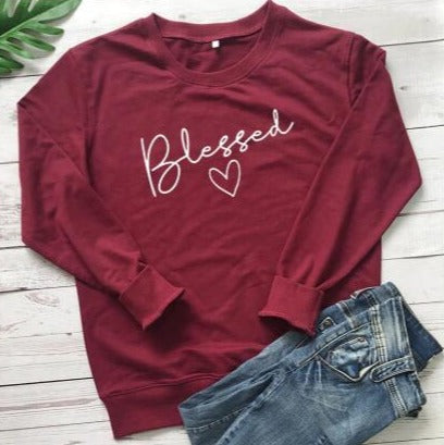Blessed Heart Sweatshirt | Trendy Graphic Pullover Hoodie for Women & Men | Perfect for Casual Wear, Street Style & Gifts