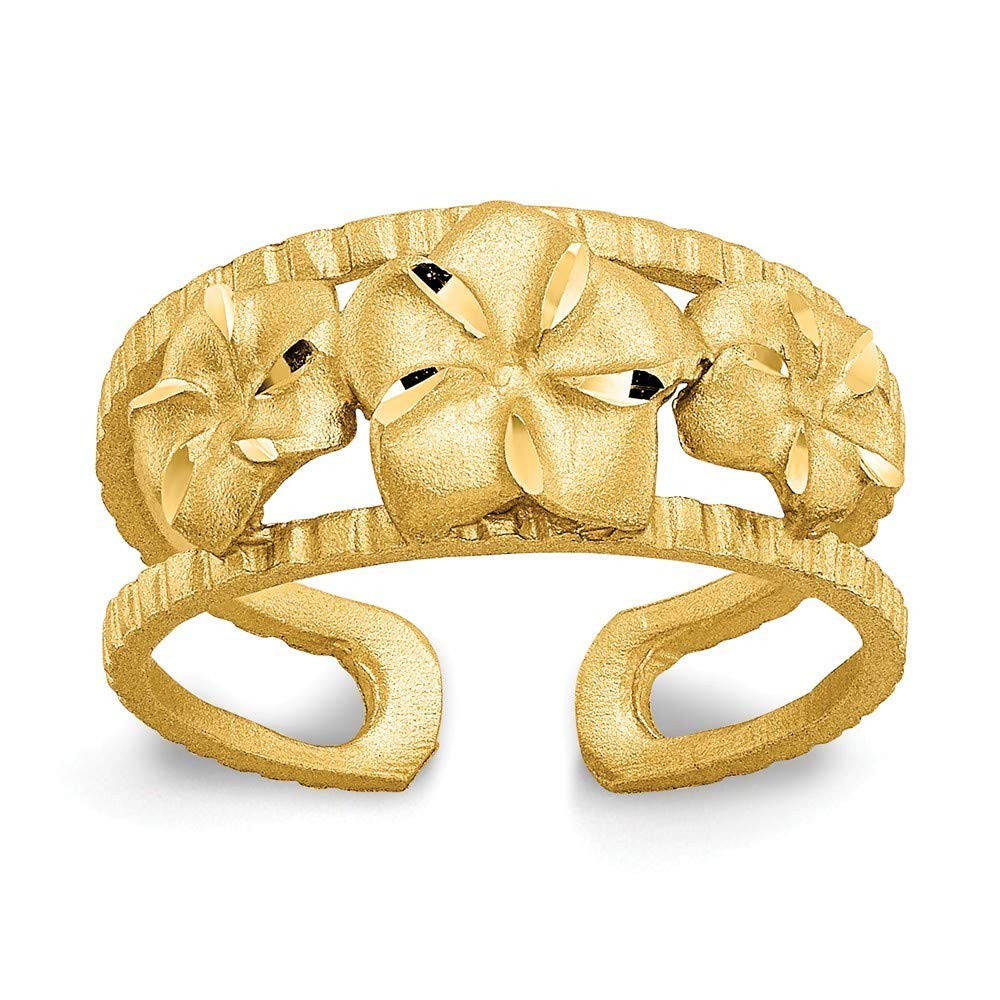 14K Yellow Gold Satin Plumeria Toe Ring for Women - Elegant Hawaiian Flower Jewelry Gift for Beach, Vacation & Summer Wear