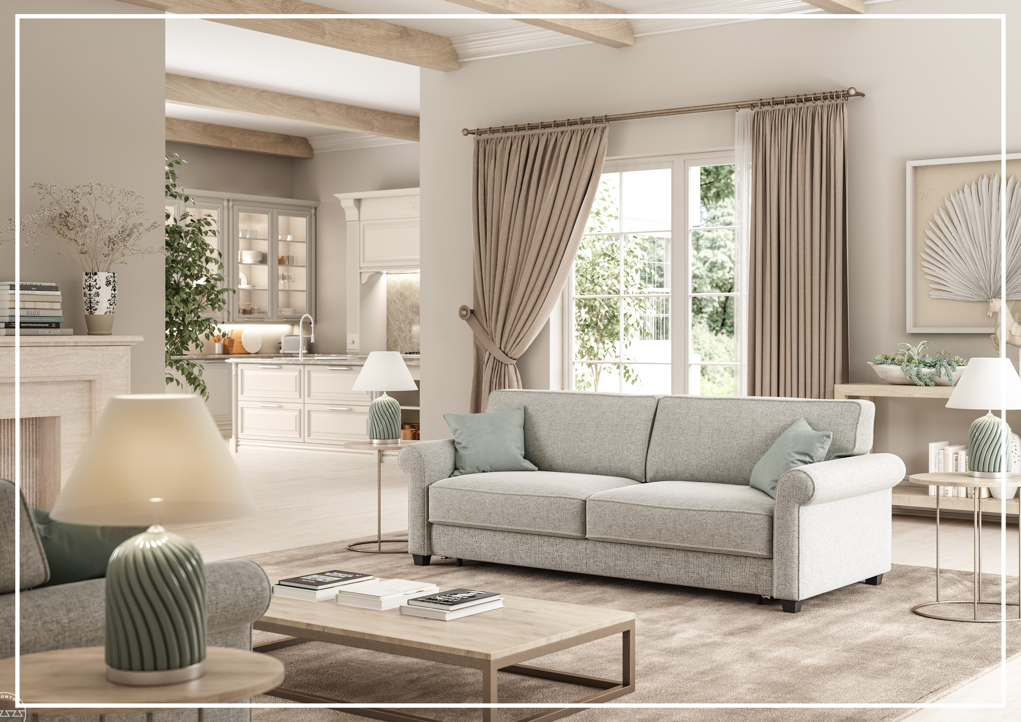 Luonto Casey Fabric King Sofa Sleeper - Convertible Pull-Out Bed with Storage, Comfortable Sleeper Sofa for Living Room, Guest Room & Small Spaces