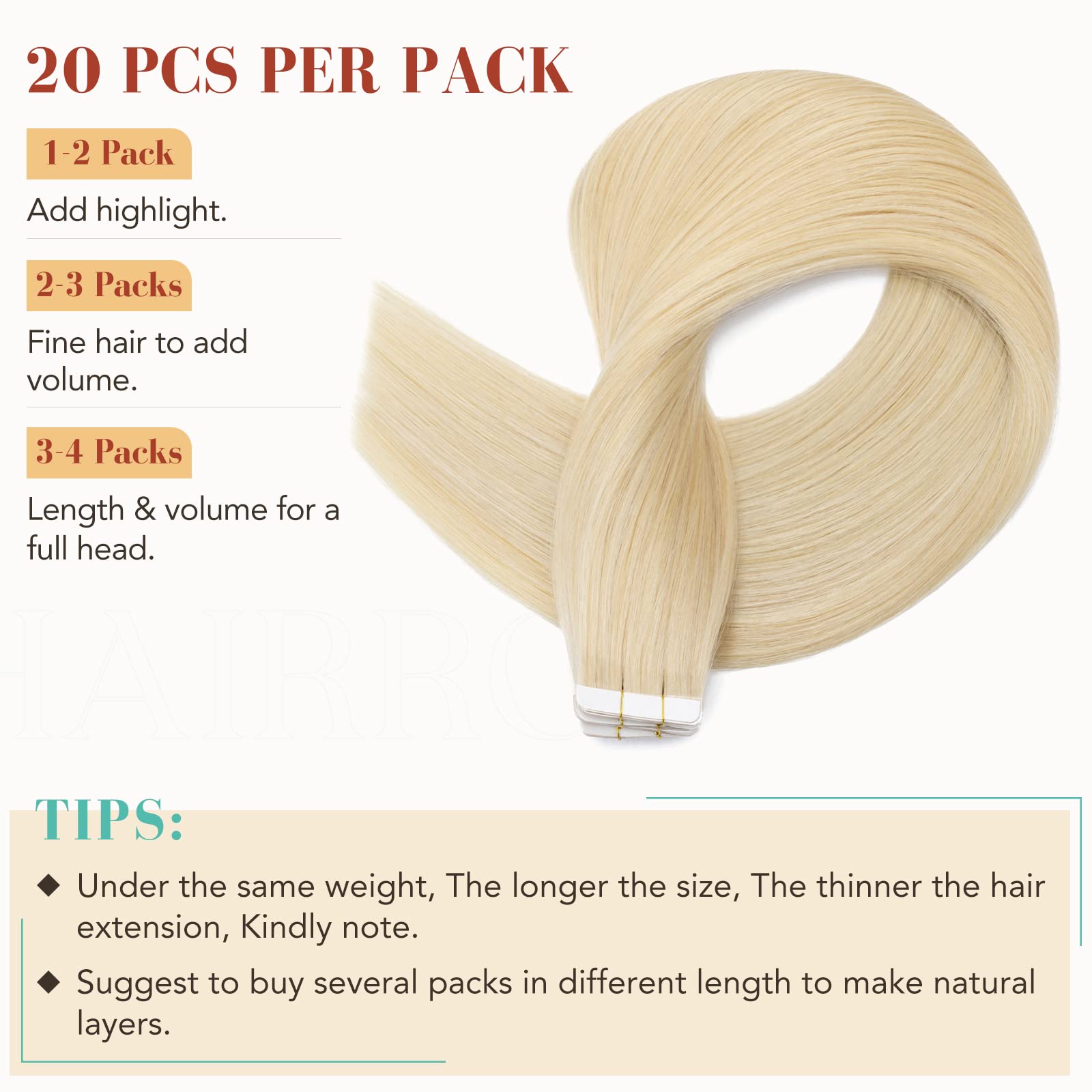 Premium Remy Human Hair Tape In Extensions 18 Inch 50g 20pcs - #613 Bleach Blonde - Skin Weft Adhesive for Natural Look - Perfect for Daily Wear, Parties & Special Occasions