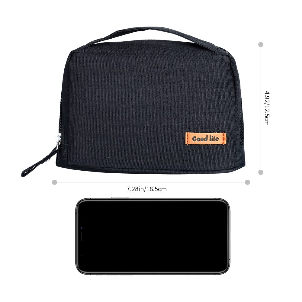 Darbermu Electronics Accessories Organizer Bag - Travel Cable Organizer & Toiletry Bag for Men - Portable Gadget Storage for Cables, Headphones, Charger, Power Bank, Memory Cards (Black) - Perfect for Business Trips, Camping & Daily Commute