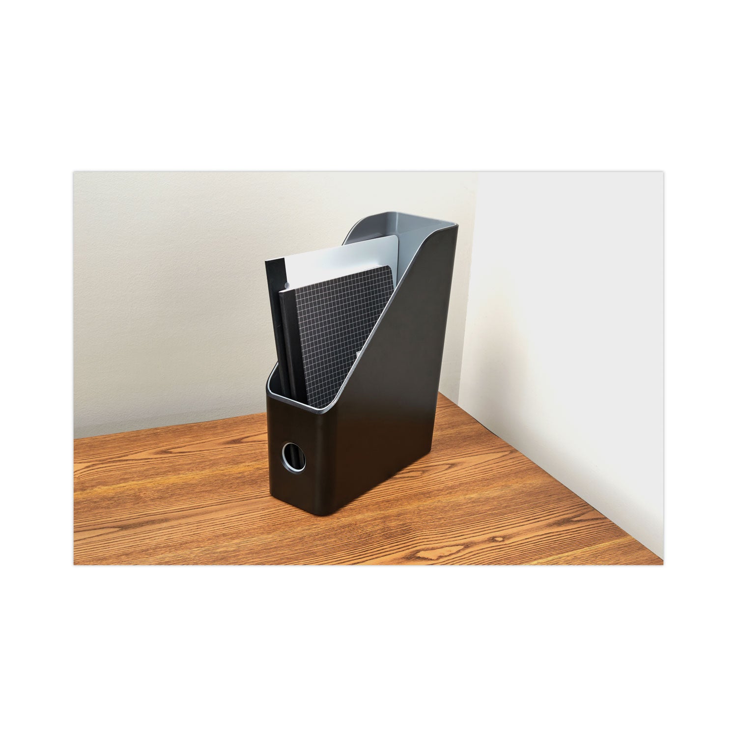 Advantus Fusion Magazine File Holder - Black & Gray Organizer for Office & Home - 3.5