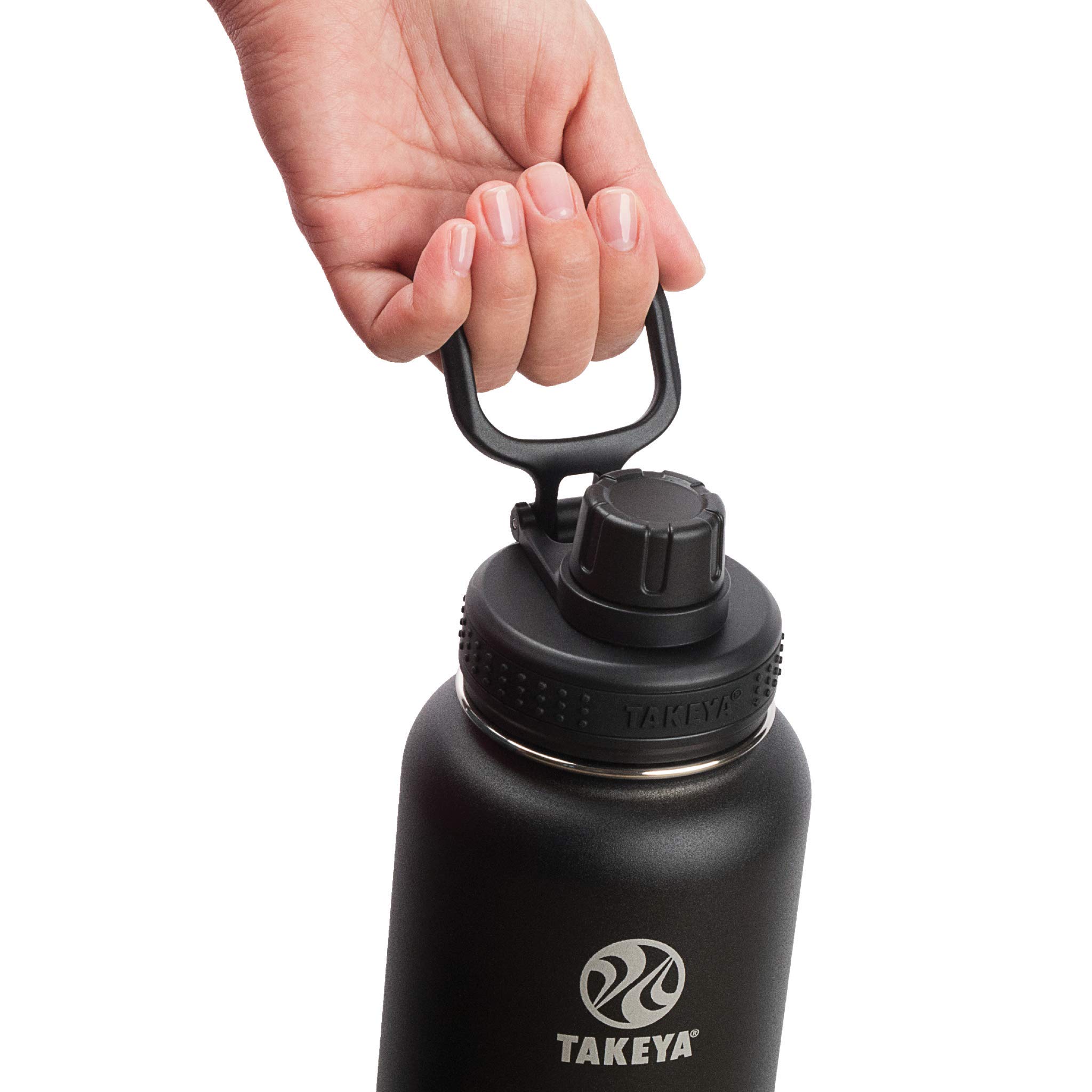 Takeya Actives 40oz Vacuum Insulated Stainless Steel Water Bottle with Leak Proof Spout Lid - Premium BPA-Free Hydration for Gym, Hiking & Outdoor Activities - Onyx Black