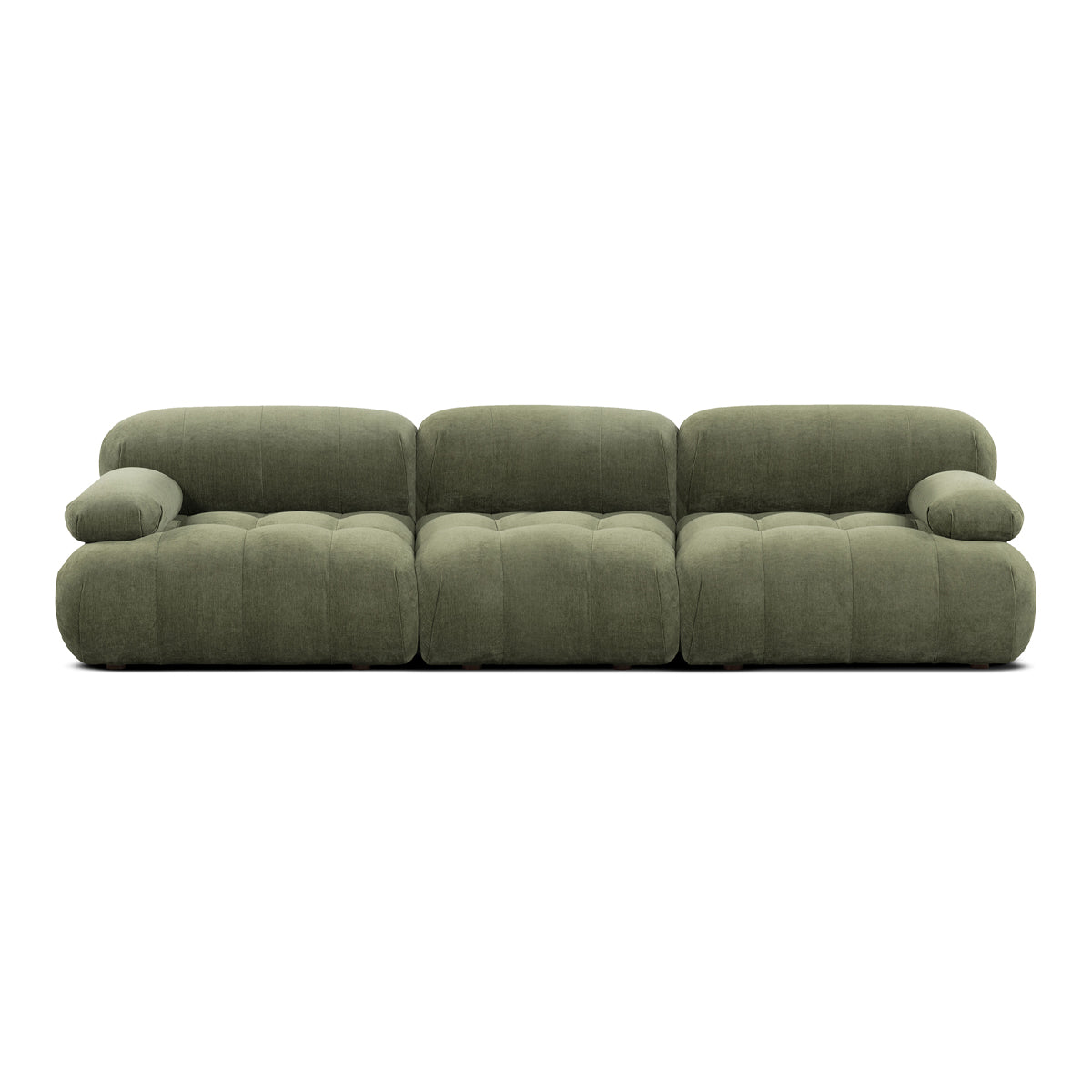 Bowie Textured Velvet 3-Seater Sofa in Olive Green - Modern Living Room Furniture for Small Spaces & Apartments