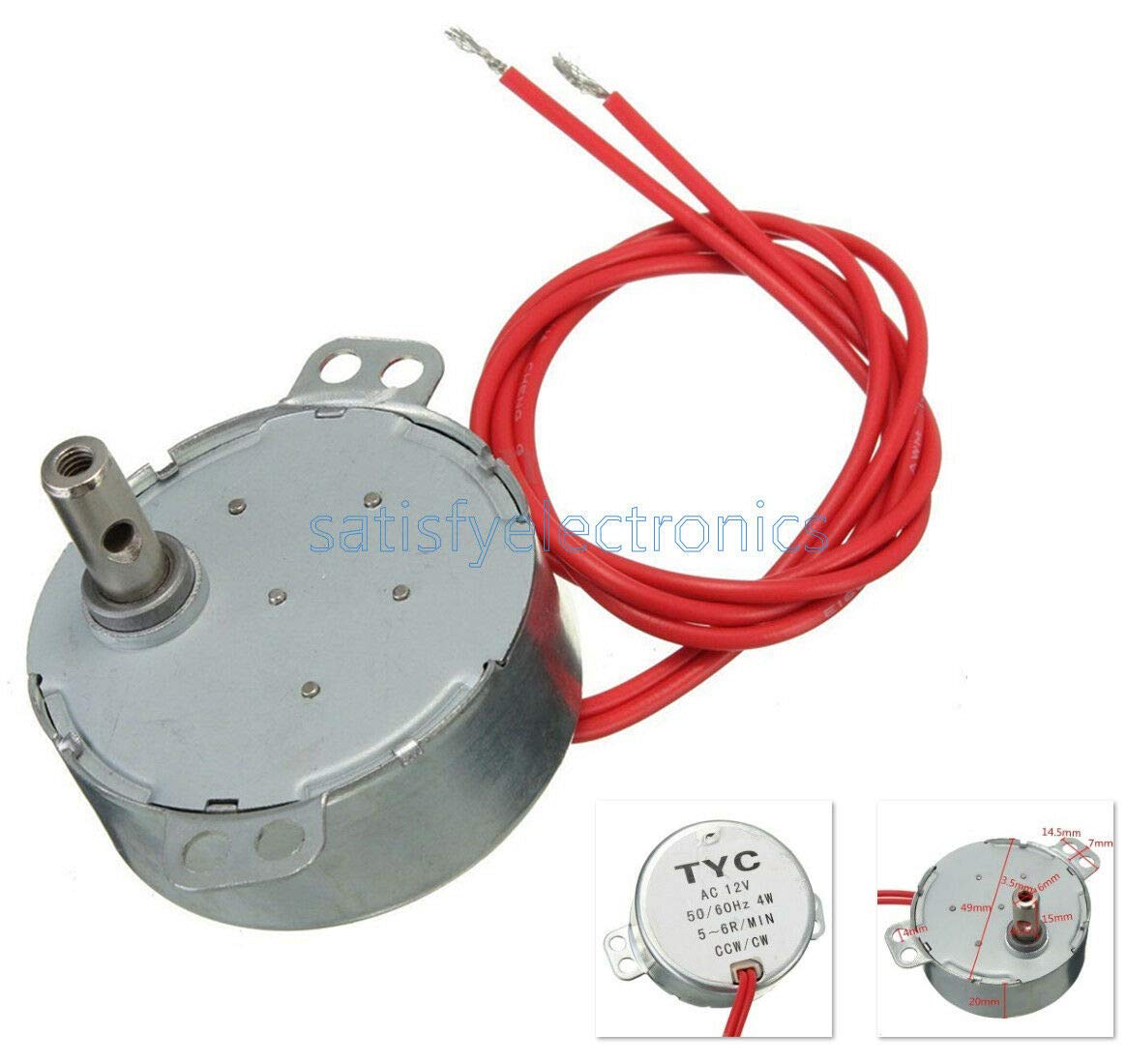 TYC 50 12V 4W 50/60Hz Synchronous Motor 5/6RPM CW CCW - Replacement Microwave Turntable Motor for Ovens, Microwaves & Small Appliances - Perfect for DIY Repairs & Home Kitchen Upgrades