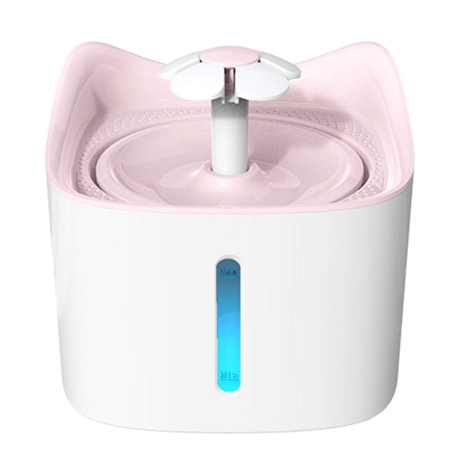 Ultra-Quiet Cat Water Fountain with LED Night Light - 1.8L Flower Design Pet Drinking Fountain with Water Level Window - Perfect for Home, Office & Nighttime Use