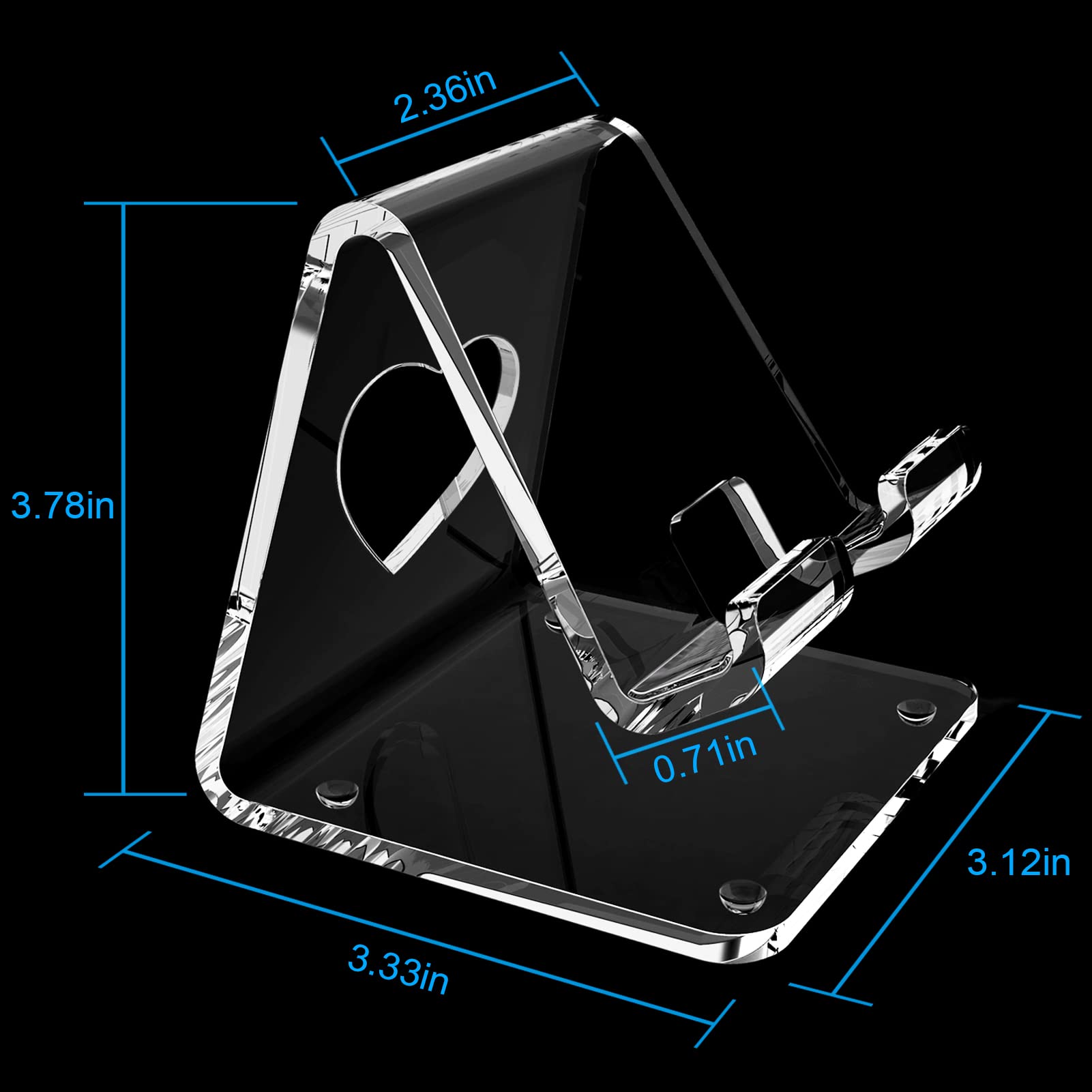 Premium Clear Acrylic Phone Stand - Universal Holder for iPhone 16/15/14/13 Pro Max/Mini/12/11/SE, Android, Switch & Tablets - Portable Desk Accessory for Home, Office & Travel Use