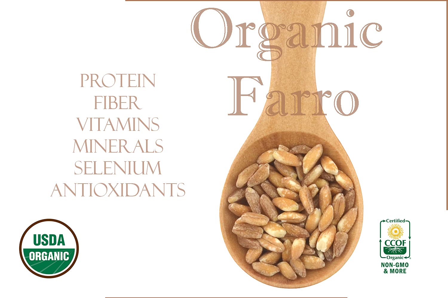 Organic Italian Pearled Farro - Non-GMO, Vegan, Raw, High in Protein & Fiber, Bulk 22lb Pack | Perfect for Salads, Soups, Grain Bowls & Healthy Meal Prep