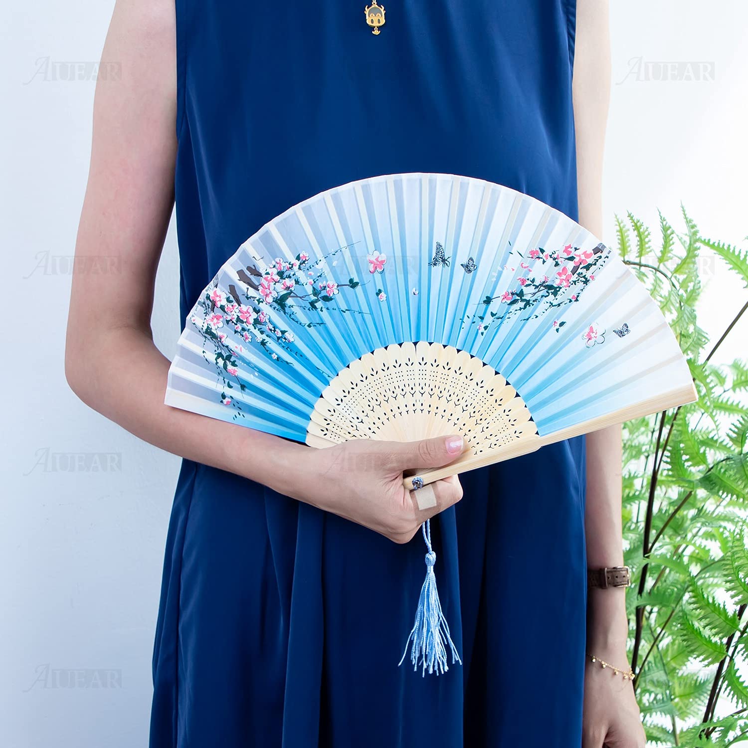 4Pcs Handheld Bamboo Folding Fans with Mist - Portable Mini Chinese Paper Fan for Rave, Home Decor & Summer Cooling | Perfect for Parties, Weddings & Asian-Themed Events