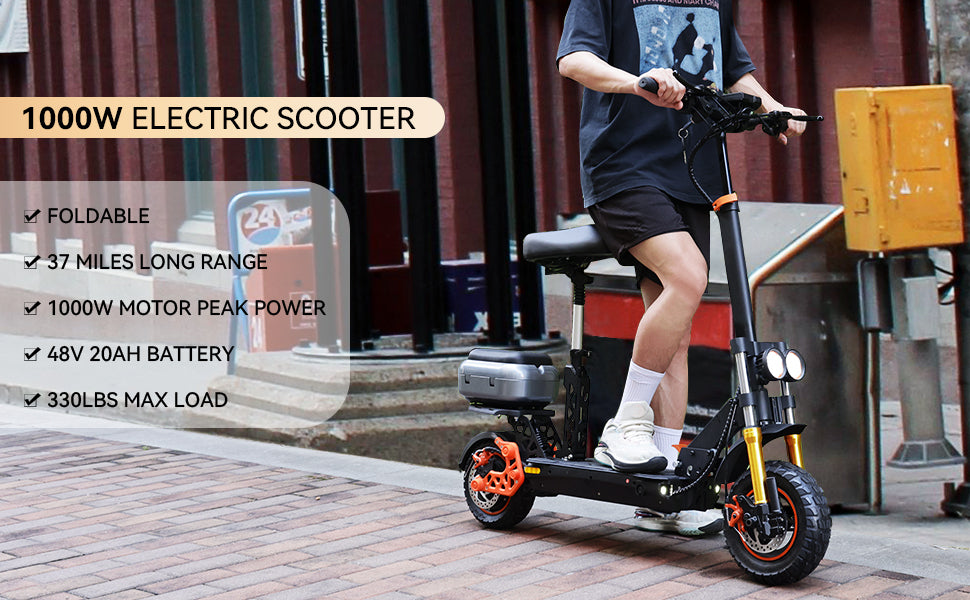1000W 20Ah High-Power Electric Scooter for Adults - Large LCD Display Screen - Perfect for Commuting, Urban Travel & Outdoor Adventures