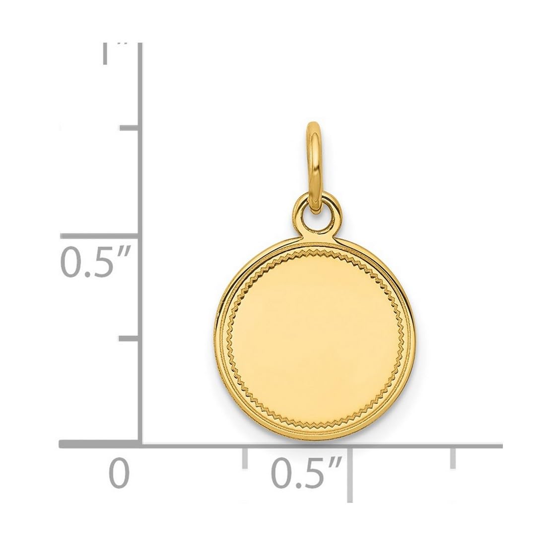 14K Yellow Gold Solid Polished Round Disc Charm Pendant Necklace for Women - 19x13mm Engraveable Jewelry, Perfect for Gifts, Anniversaries & Special Occasions
