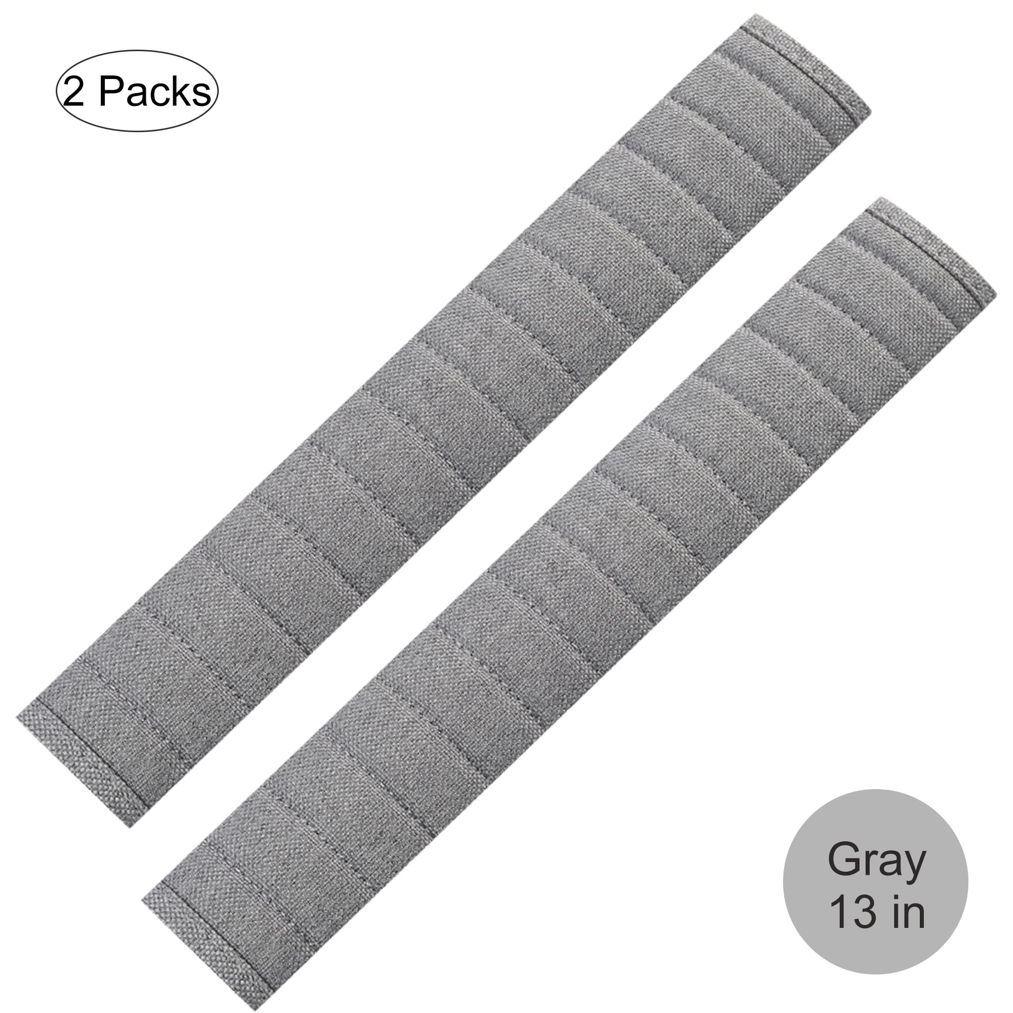 Comfortable Car Seatbelt Covers - Extra Long Shoulder Pads & Protector Sleeves for Adults, Women & Kids (2Pcs, 13in, Gray) - Universal Fit for Honda, Trucks & All Vehicles - Reduce Friction & Improve Driving Comfort for Long Trips & Daily Commutes