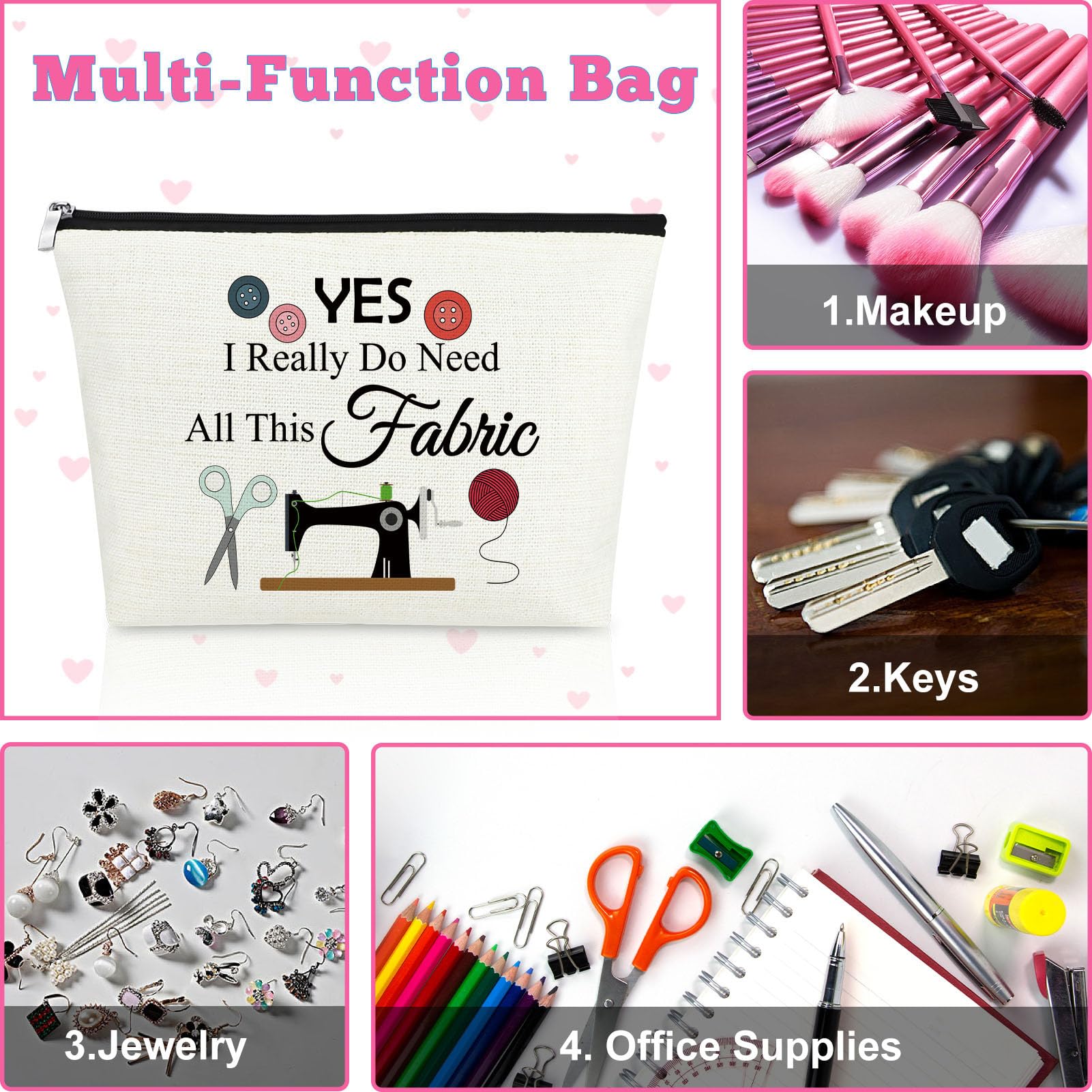 Quilting Lovers Gifts for Women - Premium Sewing-Themed Makeup Bag for Quilters, Moms & Aunts | Perfect Cosmetic Pouch for Travel, Mother's Day & Birthday Presents | Ideal for Sewing Enthusiasts & Daily Use