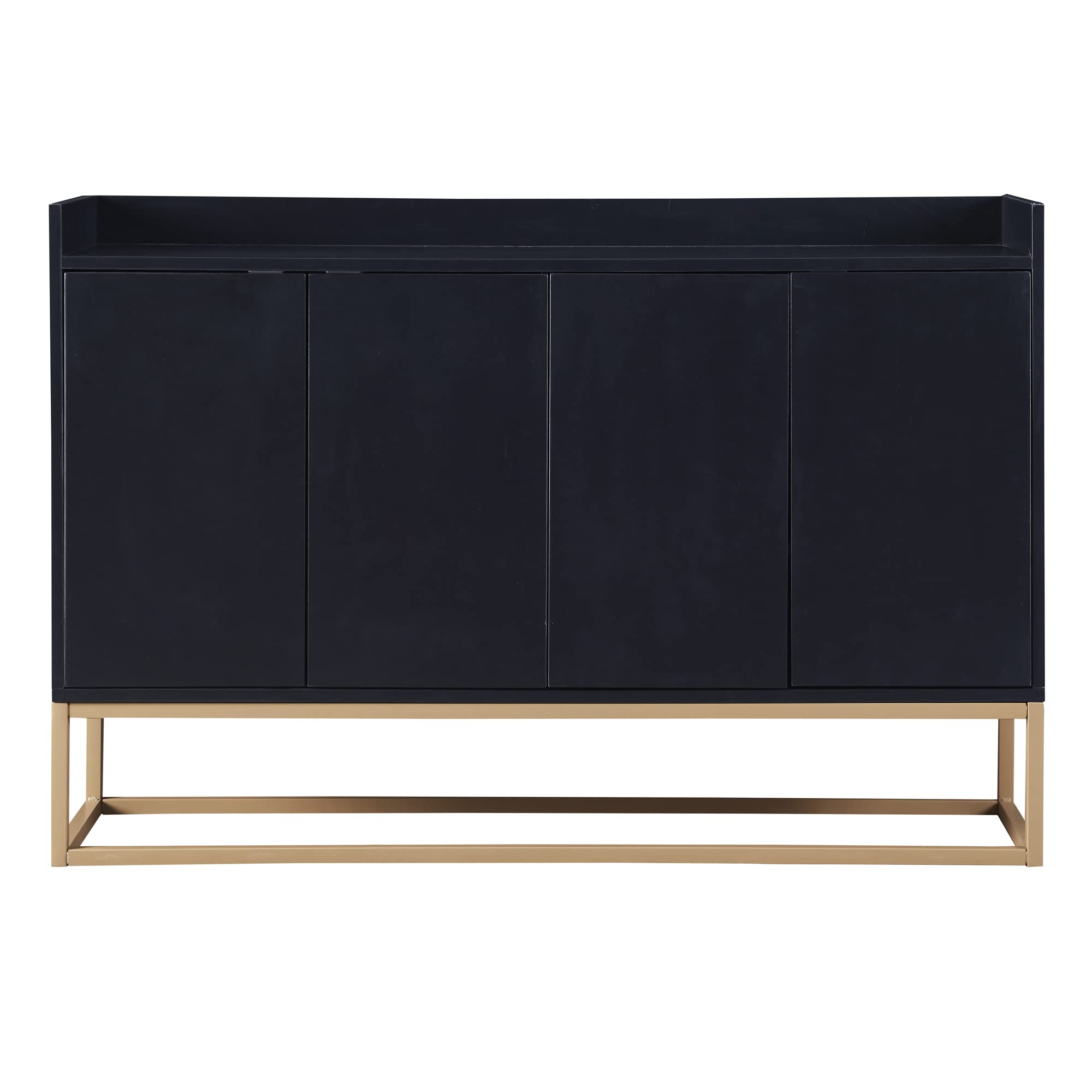 Modern Sideboard Buffet Cabinet with Storage Doors - Wooden Storage Cabinet with Adjustable Shelves & Sturdy Metal Base, Black - Perfect for Dining Room, Living Room, or Entryway Organization