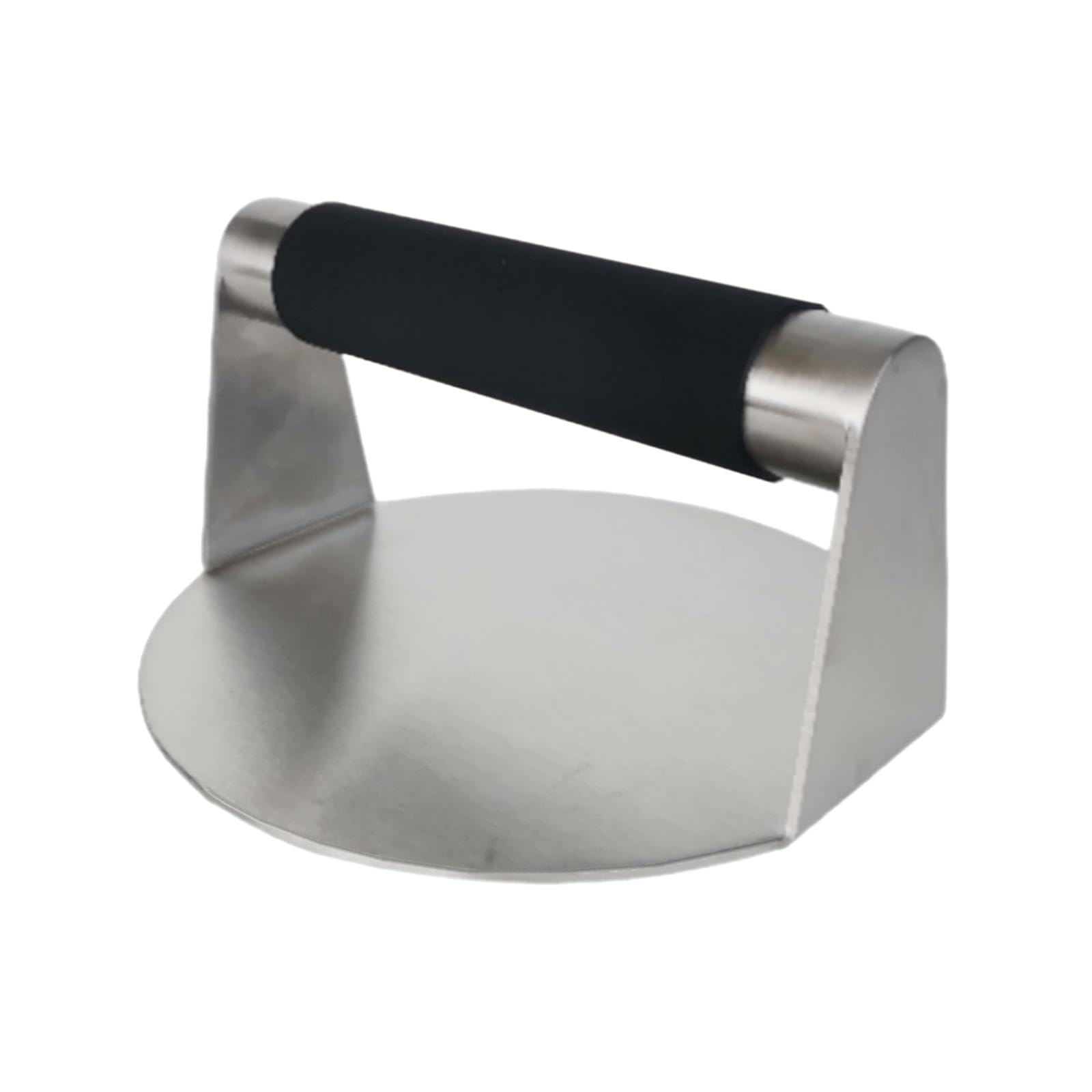 Fenteer Stainless Steel Burger Press Maker - Heavy Duty Hamburger Patty Smasher with Flat Bottom & Black Handle - Perfect for BBQ, Paninis, Steak, and Meat Loosening - Essential Kitchen Gadget for Grilling & Cooking at Home