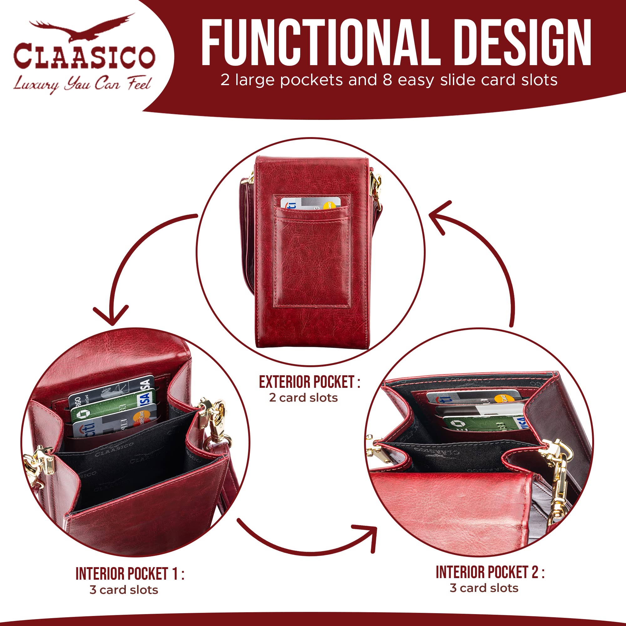 Classico Small Crossbody Phone Purse for Women - Stylish Wallet Bag for Phone, Cards & Essentials | Perfect for Travel, Shopping & Everyday Use