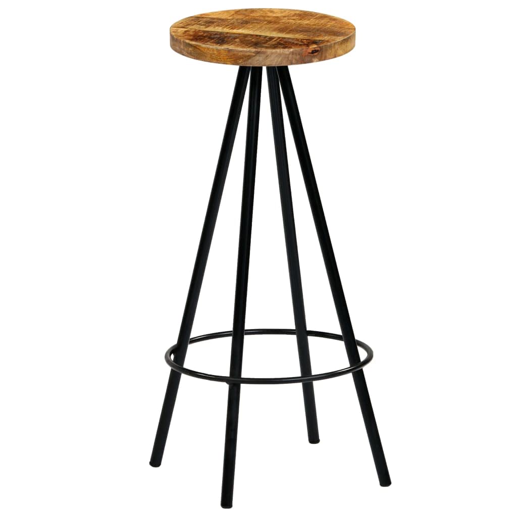 4-Piece CHARMMA Solid Mango Wood Bar Stools Set (18.28KG) - Rustic Kitchen Island, Breakfast Nook & Home Bar Seating
