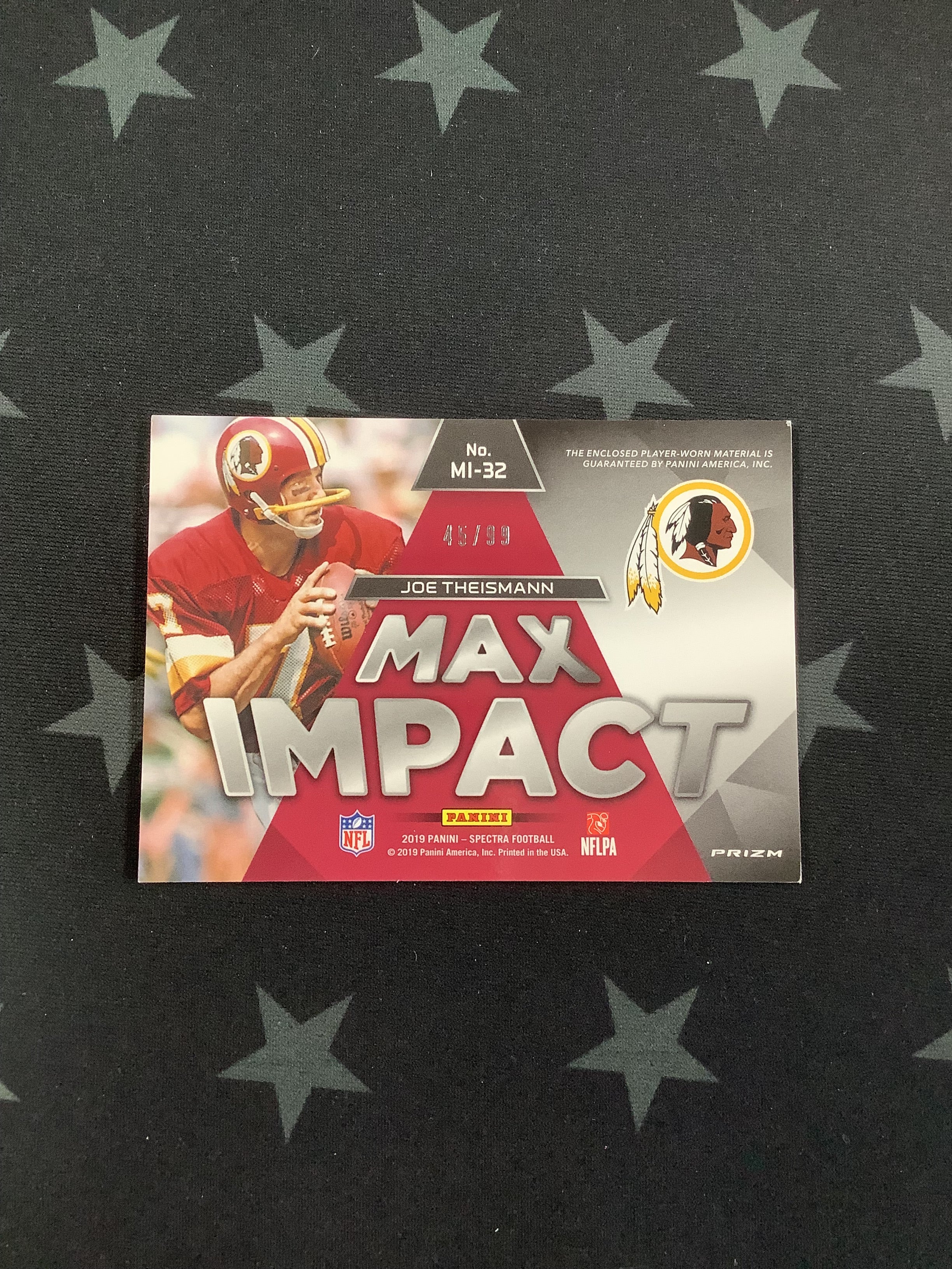 2019 Panini Spectra Football Joe Theismann Max Impact #/99 No. MI32 - Rare Collectible Trading Card for NFL Fans & Sports Memorabilia Enthusiasts - Perfect for Display, Investment or Gifting