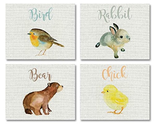 Baby Animal Wall Art Prints - Set of 4 (11x14 Inches) | Nursery Decor, Kids Room Decor, Gender Neutral Nursery Wall Art | Perfect for Baby Rooms, Playrooms & Nursery Rhyme Themed Spaces