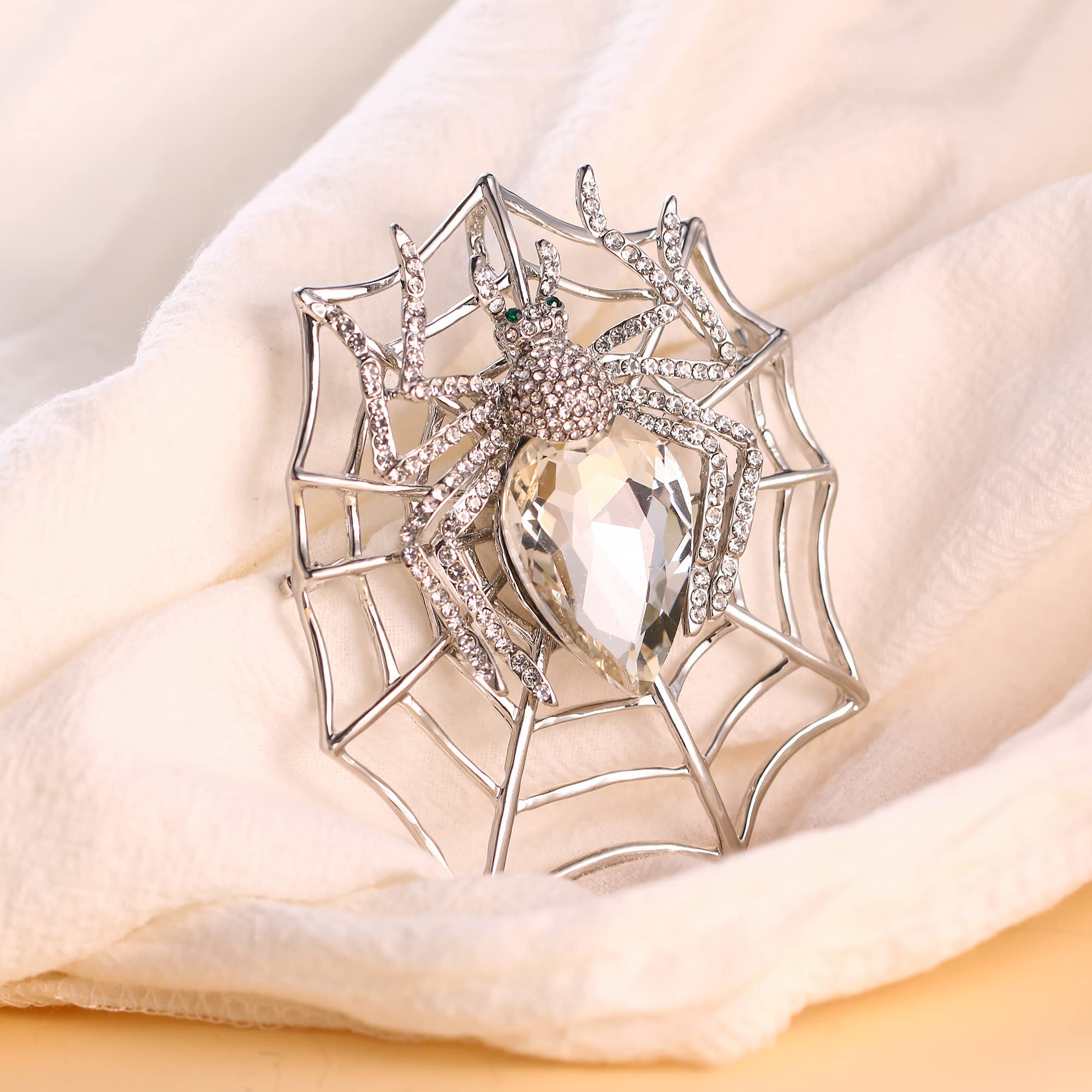 EVER FAITH Rhinestone Spider Brooch - Halloween Jewelry for Costumes & Parties