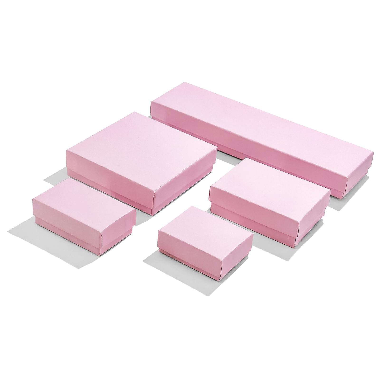 TheDisplayGuys - 25-Pack #99 Cotton Filled Cardboard Jewelry Gift Boxes Set - Pastel Pink (5 Sizes Assortment) - Perfect for Jewelry Storage, Wedding Favors, Gift Packaging & Retail Display