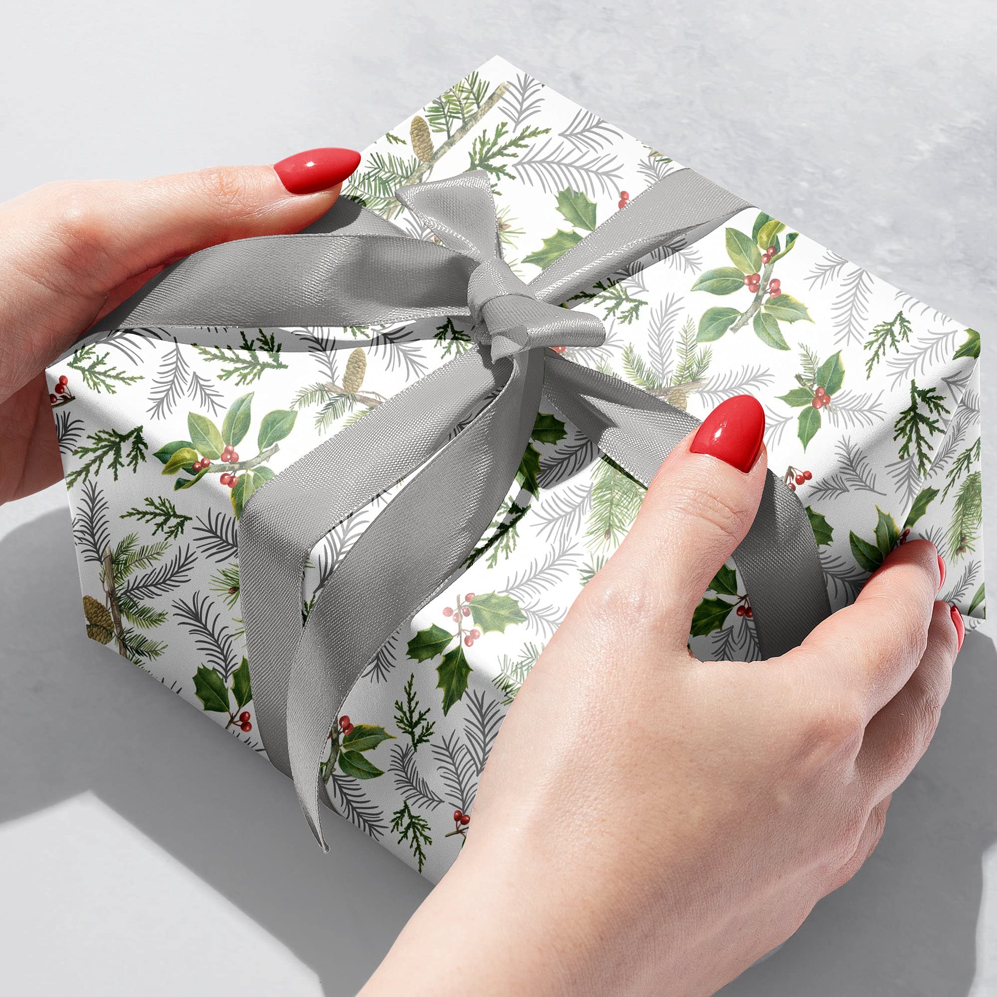 Jillson Roberts Bulk Wrapping Paper - Glistening Pine Holiday Gift Wrap, 417 Feet x 30 Inches (1/2 Ream) - Perfect for Christmas, Birthdays & Party Gift Wrapping