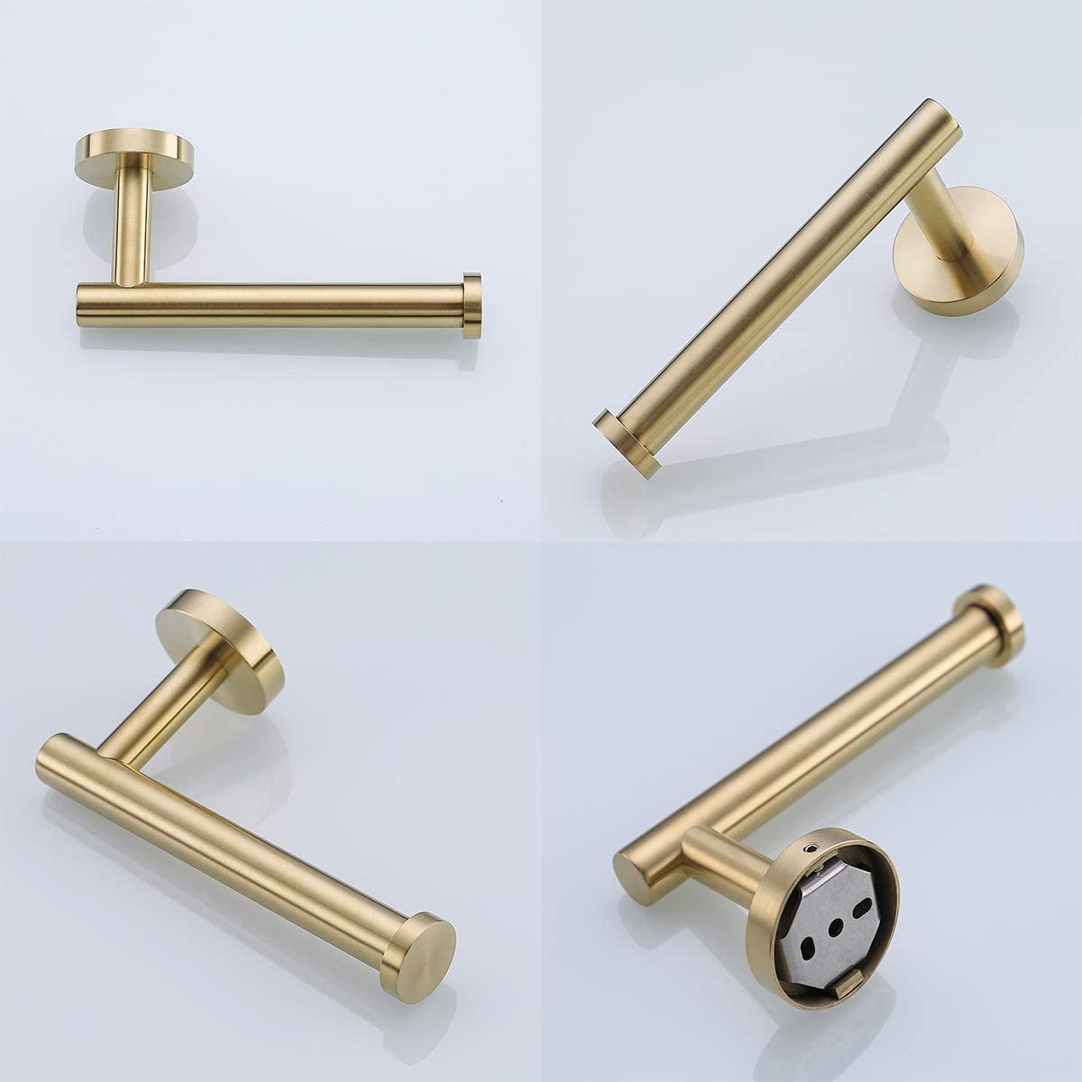 Brushed Gold Toilet Paper Holder - Wall Mount Stainless Steel Tissue Roll Holder - SUS304 Rustproof Bathroom Accessory - Perfect for Modern Home, Hotel & Office Restroom Decor