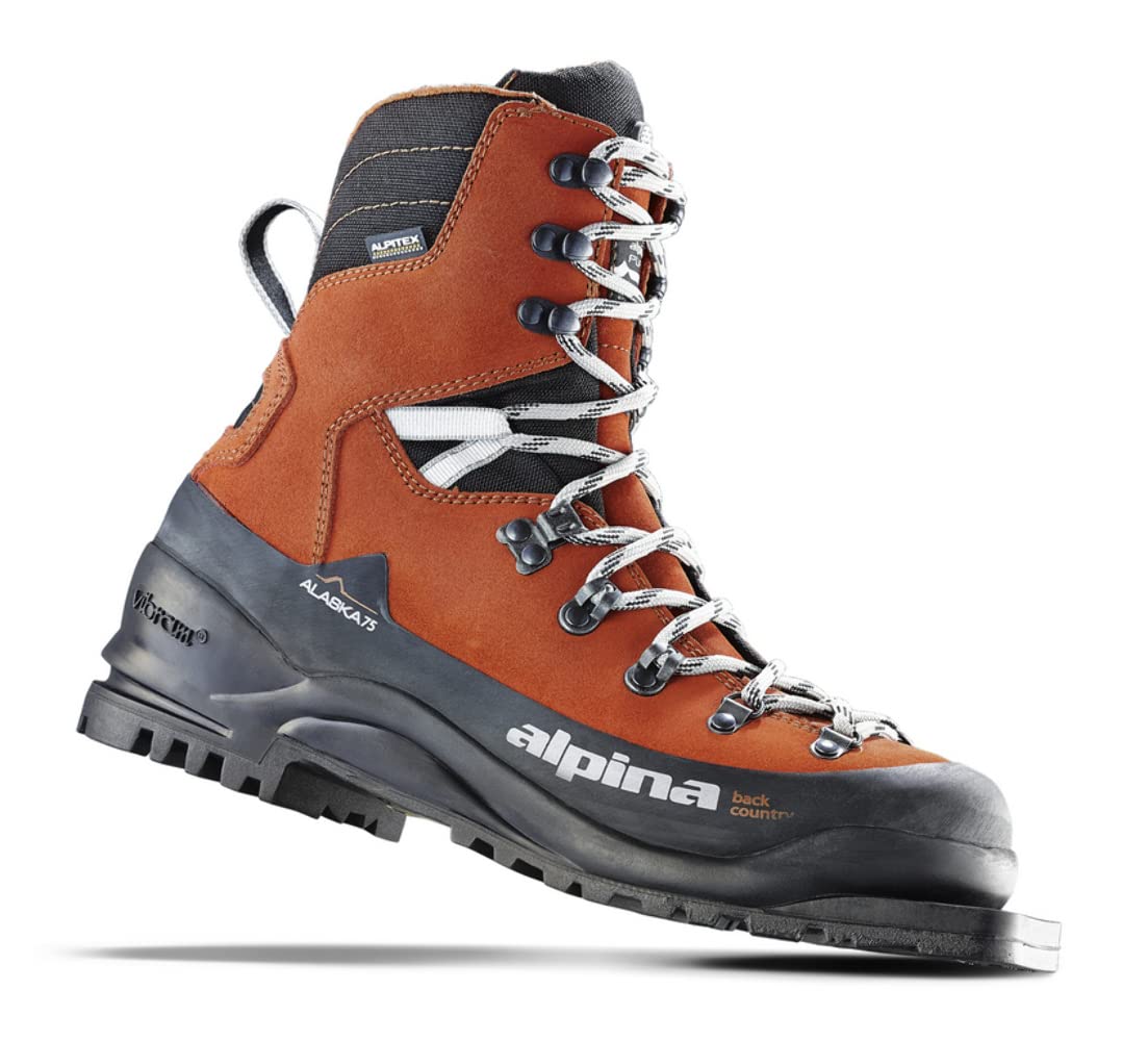 Alpina Sports Alaska 75 Leather 3 Pin 75mm Backcountry Cross Country Nordic Ski Boots - Durable & Comfortable for Winter Outdoor Adventures