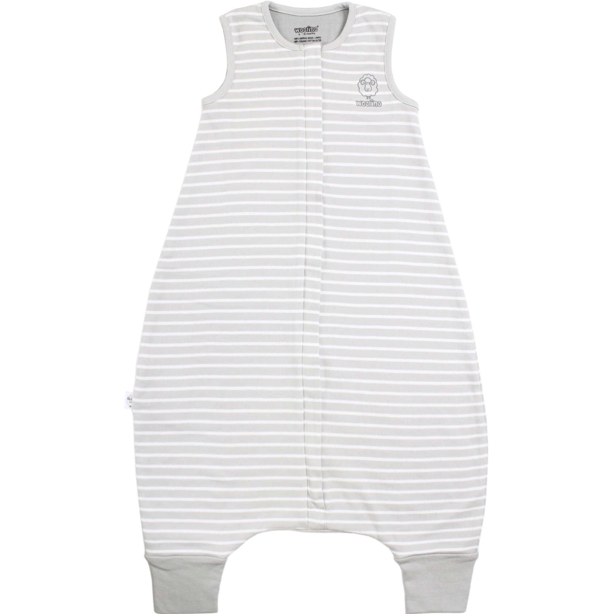 Woolino 4 Season Baby Sleep Sack with Feet - Merino Wool & Organic Cotton Walker Sleeping Bag for Toddlers 18-36 Months (Gray) - Perfect for Nursery, Daycare & Travel