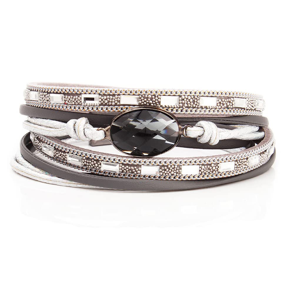 KSQS Gold Cross Leather Cuff Bracelet for Women - Boho Wide Wrap Bangle with Magnetic Buckle | Multilayer Thick Leather Bracelet for Everyday Wear, Gift Giving & Special Occasions