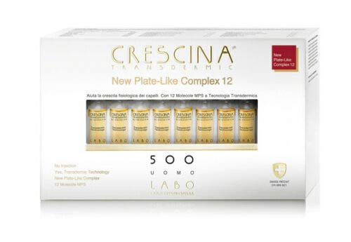 Crescina Hair Growth Treatment with NEW PLATE LIKE COMPLEX 12 - 500 Man 40 Ampoules for Thicker & Healthier Hair - Perfect for Men's Hair Regrowth & Scalp Care at Home
